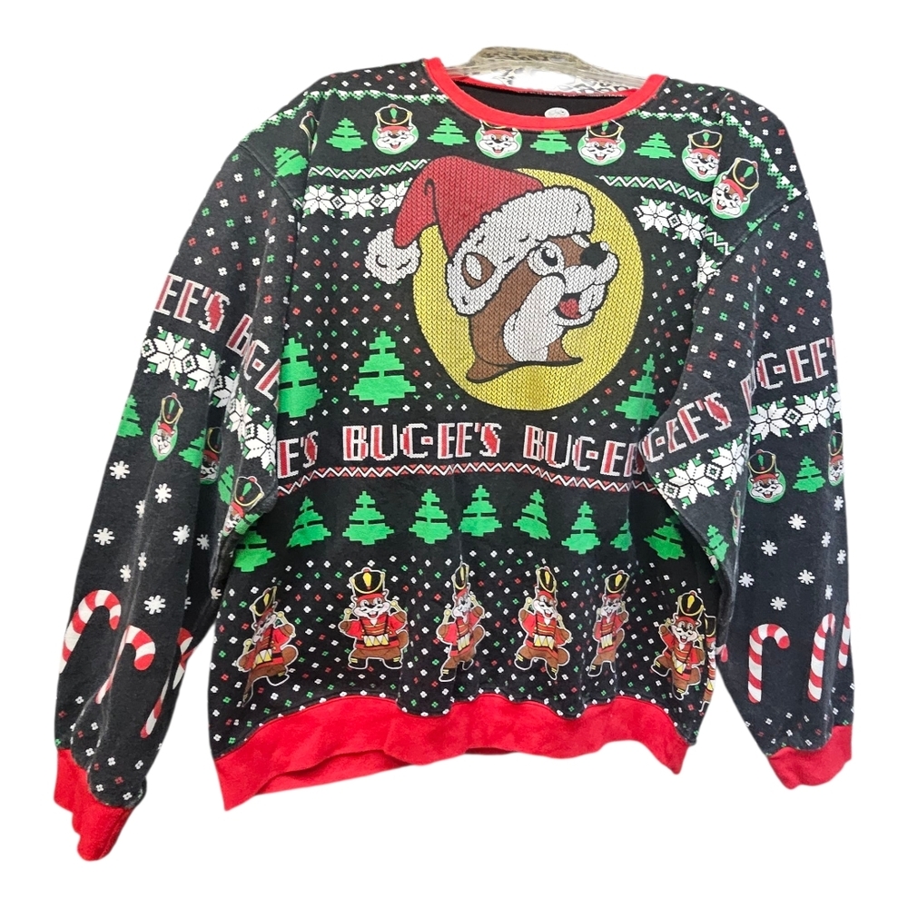 Buc-ee's Festive Red Green Beaver Christmas Sweatshirt Size 2X